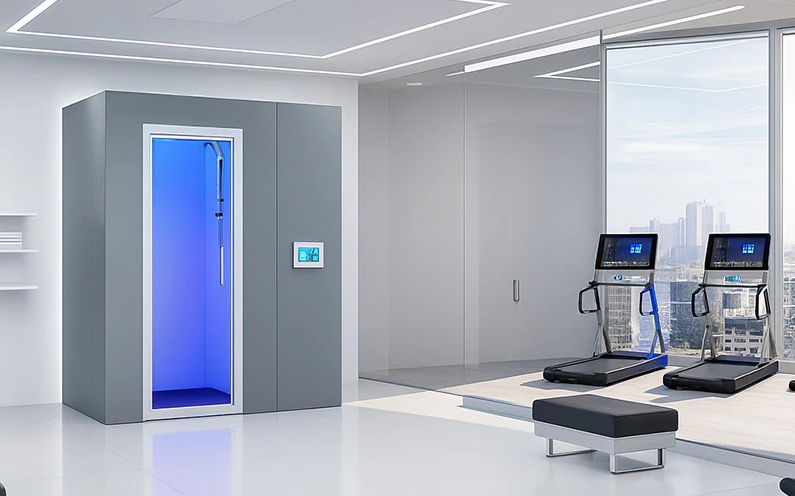 whole body cryotherapy chamber used in sports recovery clinic