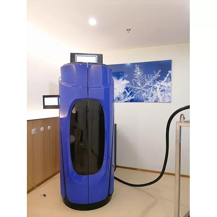 Yuncong electric cryotherapy chamber with blue interior lighting